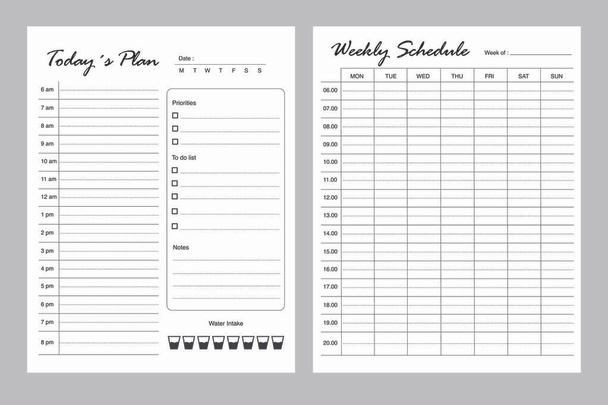 Planificador diario y planificador semanal sin fecha - Vector, imagen