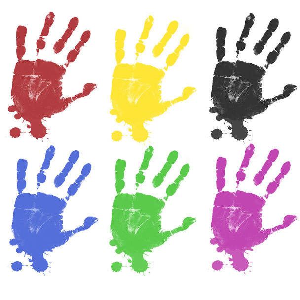 sokszínű kézzel nyomatok - Vektor, kép