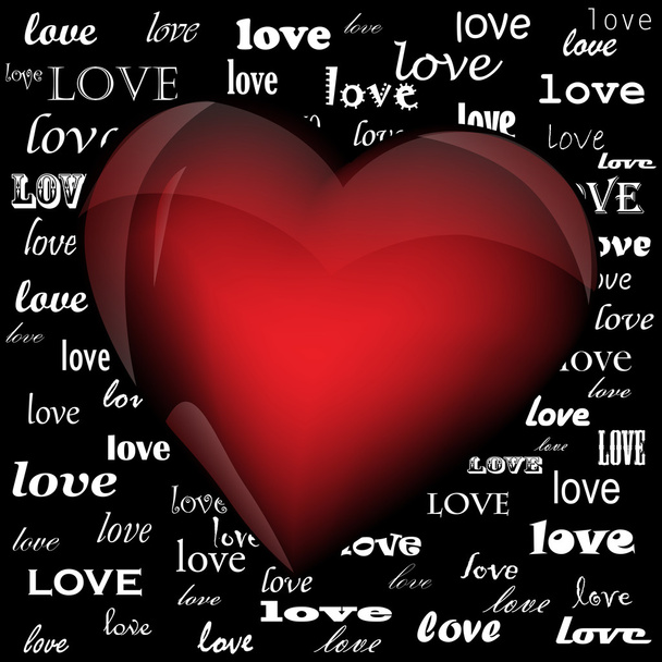 Coeur sur le fond du mot amour écrit dans différentes polices, eps10
 - Vecteur, image