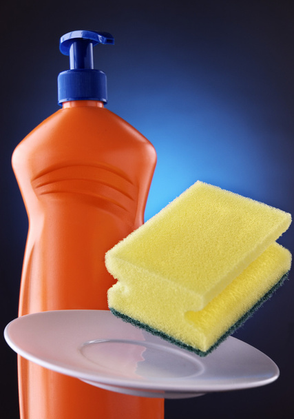 Detergent and sponge - Fotoğraf, Görsel