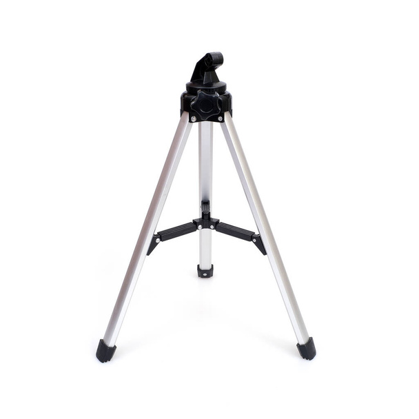 Compact metal tripod isolated on white background - Photo, Image