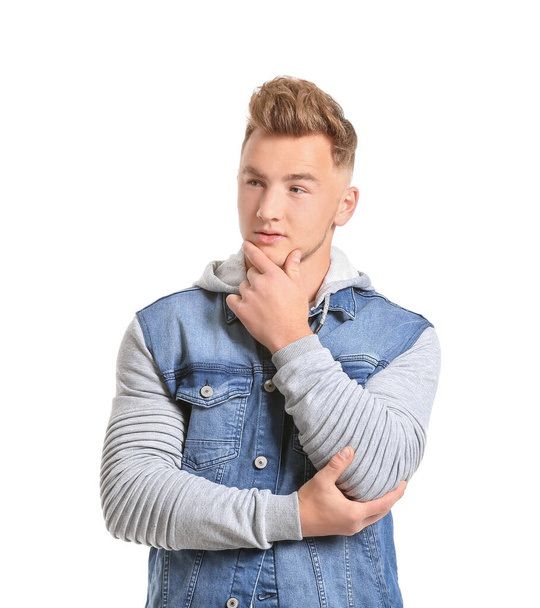 Young man on white background - Foto, afbeelding