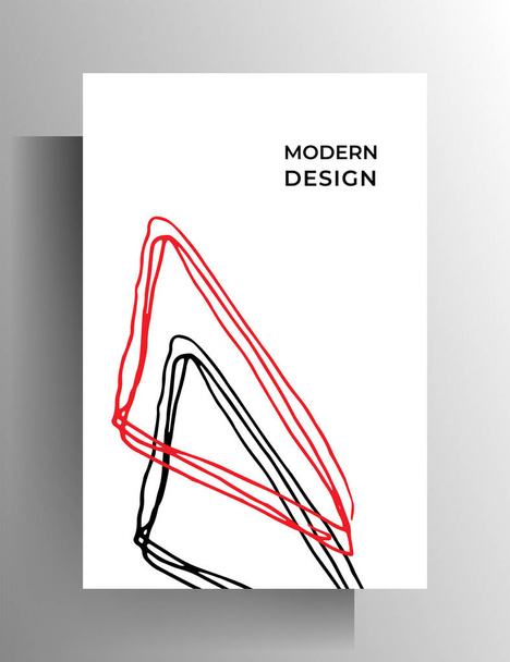 Cover design template for book, brochure, magazine, catalog. Hand drawn doodle black-red-white illustration. A4 format. Vector 10 EPS. - Vector, Image