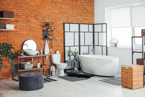 Стильный интерьер современной ванной комнаты - Фото, изображение