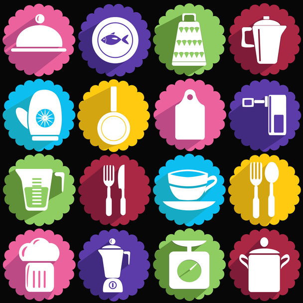 kitchen ware icon set - Vektor, obrázek