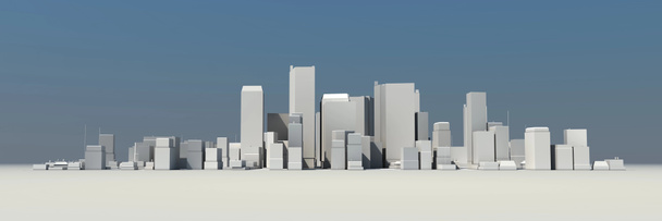 Wide Cityscape Model 3D - with Shadow - Photo, Image