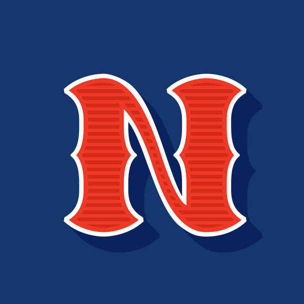Классический стиль N буква Спорт логотип. Ретро шрифт идеально подходит для использования в любой команде этикетки, бейсбольные логотипы, плакаты колледжа, снасти идентичности и т.д.. - Вектор,изображение