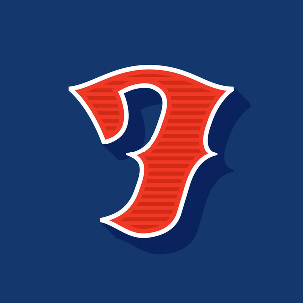 Логотип номер семь в классическом стиле. Ретро шрифт идеально подходит для использования в любой команде этикетки, бейсбольные логотипы, плакаты колледжа, снасти идентичности и т.д.. - Вектор,изображение