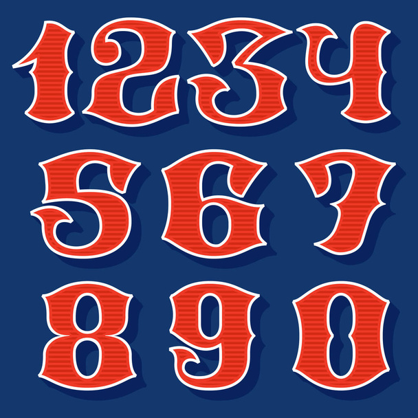 Classic style sport numbers set. Retro font perfect to use in any team labels, baseball logos, college posters, tackle identity, etc. - Vector, Image