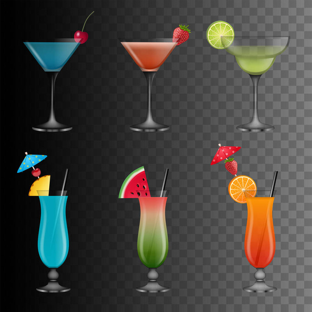 set cocktails met fruit - Vector, afbeelding