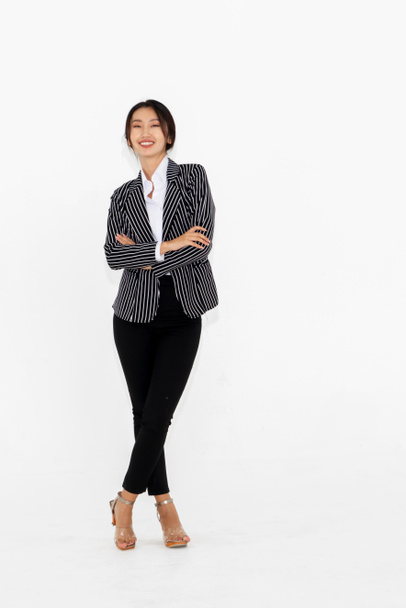Asian woman full body portrait on white background wearing formal business suit . - Foto, Bild