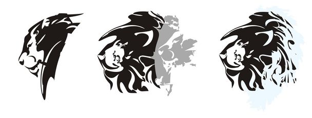 Tribal lion head symbols - three options - Vektör, Görsel