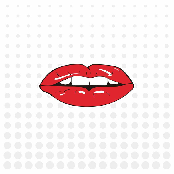 Lippen-Cartoon-Design-Vektor mit runden Backboden-Illustration - Vektor, Bild