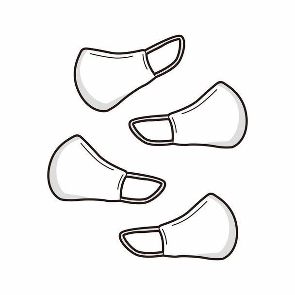 four white face mask simple illustration cartoon syle design vector - Vettoriali, immagini