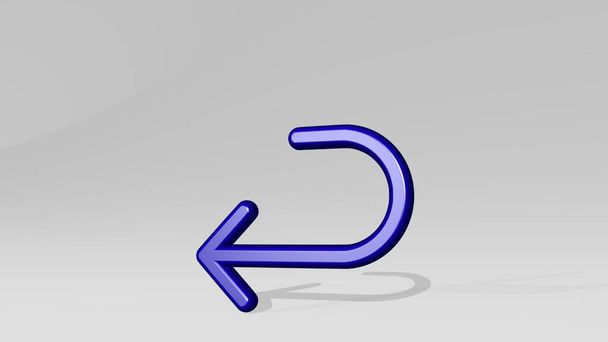 teclado seta retorno ícone 3D fundição sombra. Ilustração 3D. computador e negócios
 - Foto, Imagem