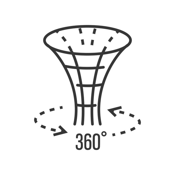 Symbol der Kamera 360 Grad, virtuelle Route detailliert - Vektor, Bild
