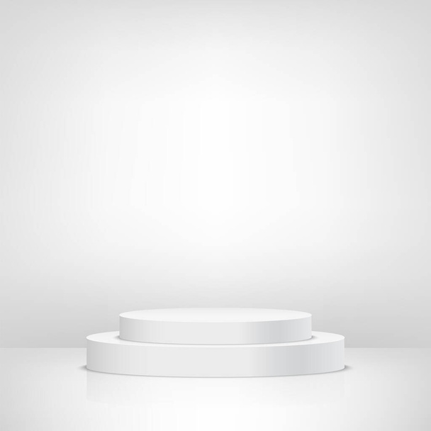 Blank template of white round podium, scene, stage showcase. Vector. - Vector, Image
