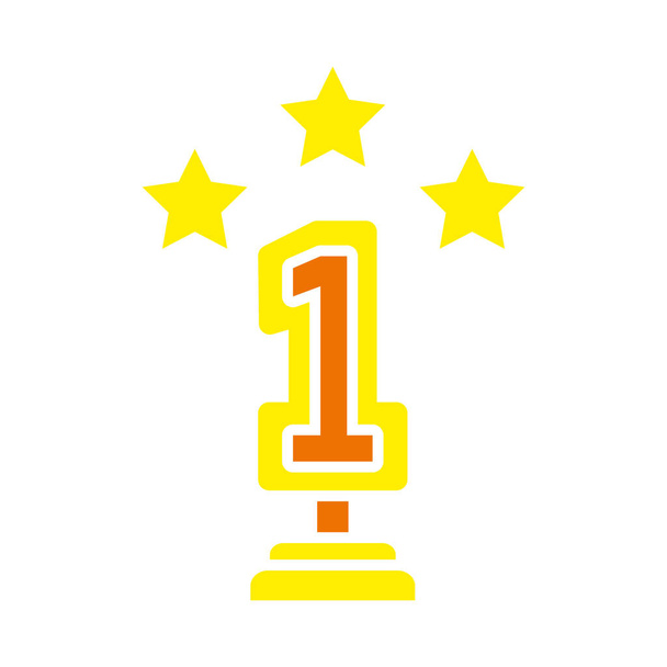 trofeo numero uno con l'icona decorativa delle stelle, stile piatto - Vettoriali, immagini