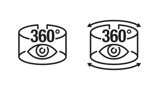Иконка 360 градусов для 3D-панорамы, виртуальный тур - Вектор,изображение