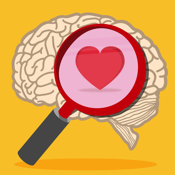 καρδιά στο εσωτερικό του εγκεφάλου - Διάνυσμα, εικόνα