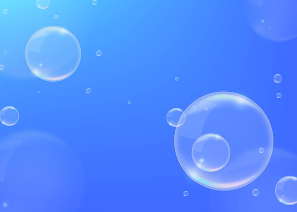 Realistic Blue Background with  Bubbles . Isolated Vector Elements - Вектор, зображення