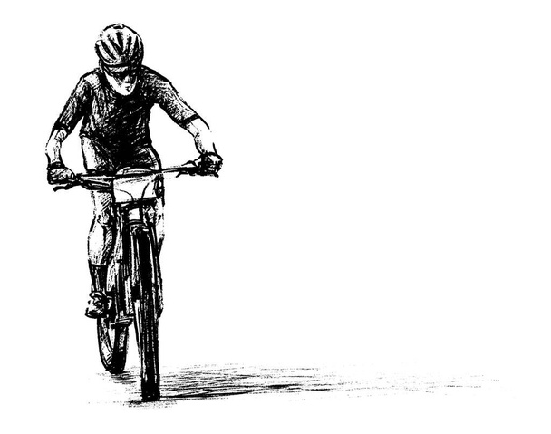 Dağ bisikleti yarışmasının çizimi.  - Vektör, Görsel