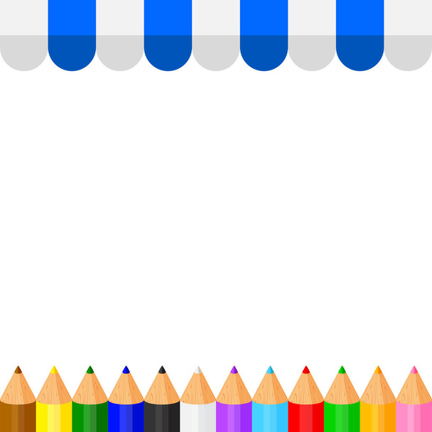 lápis de pastel de lápis colorido bonito em uma linha no espaço de cópia de toldo de banner, coleção de lápis coloridos linhas para crianças pré-escolares de banner, lápis de lápis de lápis de arte clip, aprendizagem de crianças de jardim de infância de lápis de arco-íris
 - Vetor, Imagem