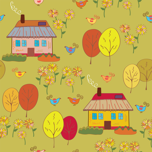 Seamless pattern with houses - Vektori, kuva