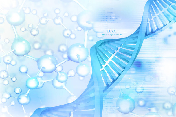 DNA Molecules on scientific background. 3d illustration  - Photo, Image