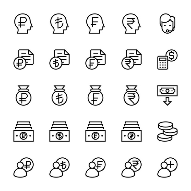 Outline icons for business & financial. - Vector, Image