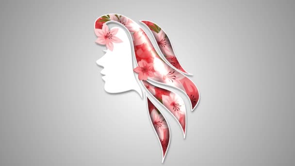 Woman avatar - animated Cartoon Woman with flowers icon on Alpha Channel Background - 4K animation - Footage, Video