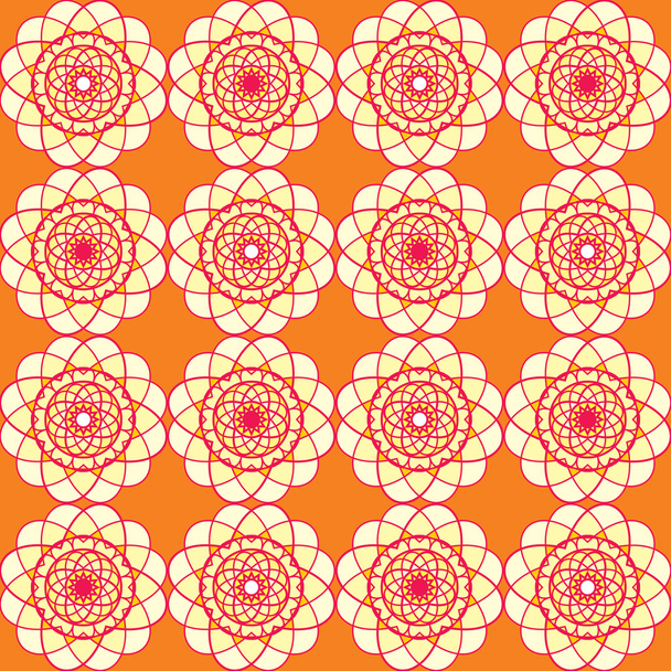 Spirographic orange seamless background - Διάνυσμα, εικόνα