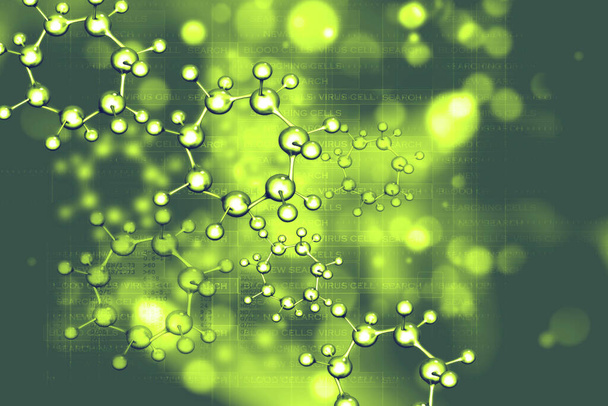 Moleküle auf wissenschaftlichem Hintergrund. 3D-Illustration  - Foto, Bild