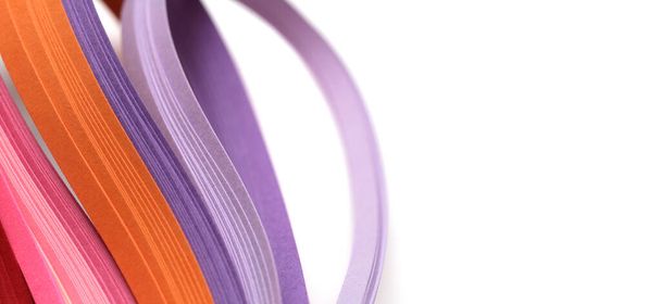 Abstract gradient rainbow color wave curl strip paper background. Horizontal long banner - Fotoğraf, Görsel