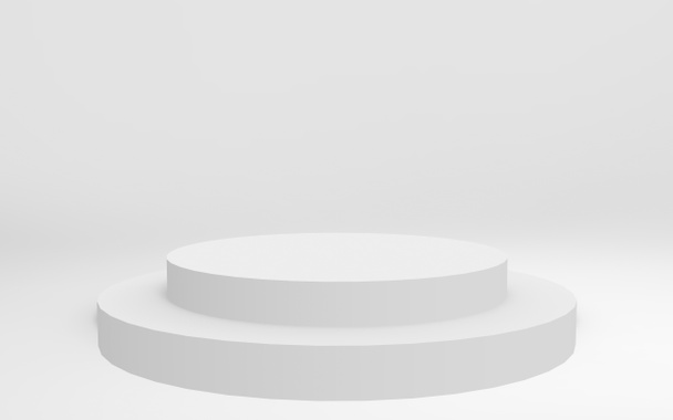 3D γκρι λευκό φωτεινό κύλινδρο βάθρο ελάχιστο στούντιο φόντο. Αφηρημένη 3d γεωμετρικό σχήμα απεικόνιση αντικείμενο καθιστούν. - Φωτογραφία, εικόνα