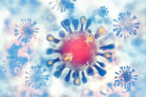Célula viral con antecedentes científicos. ilustración 3d - Foto, Imagen