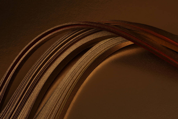 Abstract background. Gold (bronze) wave on dark brown. - Photo, Image