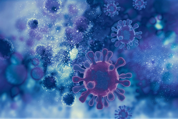 Célula viral con antecedentes científicos. ilustración 3d - Foto, imagen