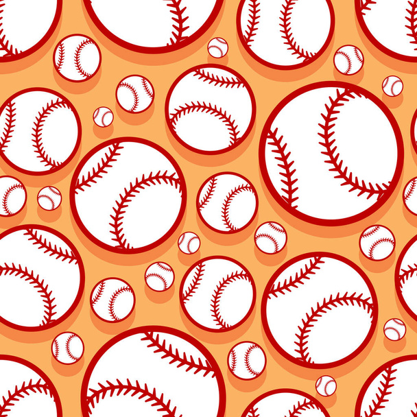 野球ソフトボールボールグラフィックとシームレスなパターン。ベクトルイラスト。壁紙、パッケージ、ファブリック、テキスタイル、包装紙のデザインや装飾の任意の種類に最適です。. - ベクター画像