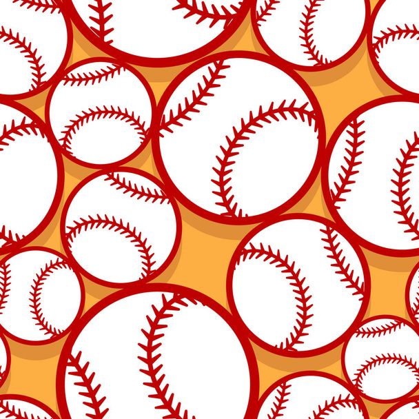 Nahtloses Muster mit Baseball-Softball-Grafiken. Vektorillustration. Ideal für Tapeten, Verpackungen, Stoffe, Textilien, Packpapierdesign und jede Art von Dekoration. - Vektor, Bild