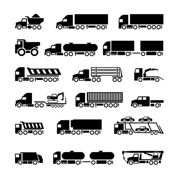 Juego de iconos de camiones, remolques y vehículos
 - Vector, Imagen