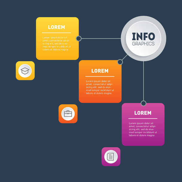 Business presentation or infographic with 3 options. Example of diagram, Infographics or mindmap of technological or education process with three steps. Vector - Vector, imagen