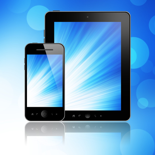 Tablet pc and mobile phone - Photo, image