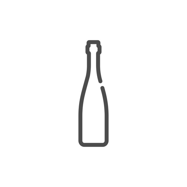 Bottiglia di vino rosso in stile piatto su sfondo bianco. Design semplice del modello. Design dell'icona della bevanda. Oggetto contorno illustrazione isolato. Una riga simbolo di una bevanda alcolica. Prodotto di bevanda a forma singola. - Vettoriali, immagini