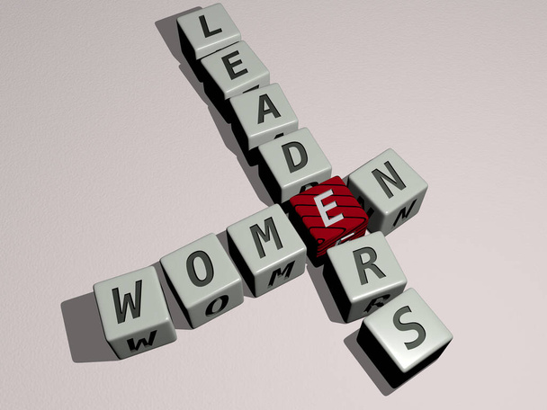 women leaders crossword by cubic dice letters. 3D illustration. beautiful and young - Photo, Image