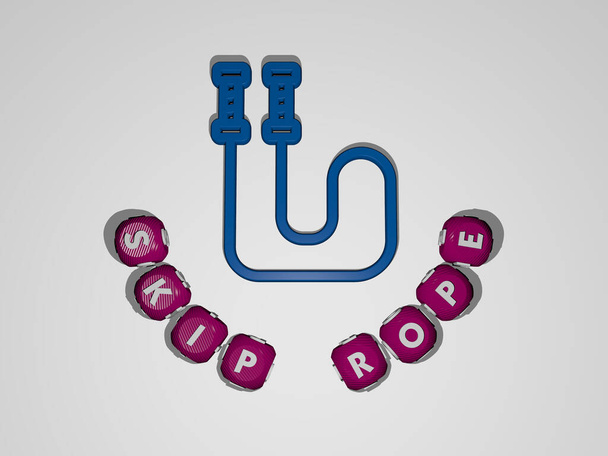 skip rope text around the 3D icon. 3D illustration. background and white - Photo, Image