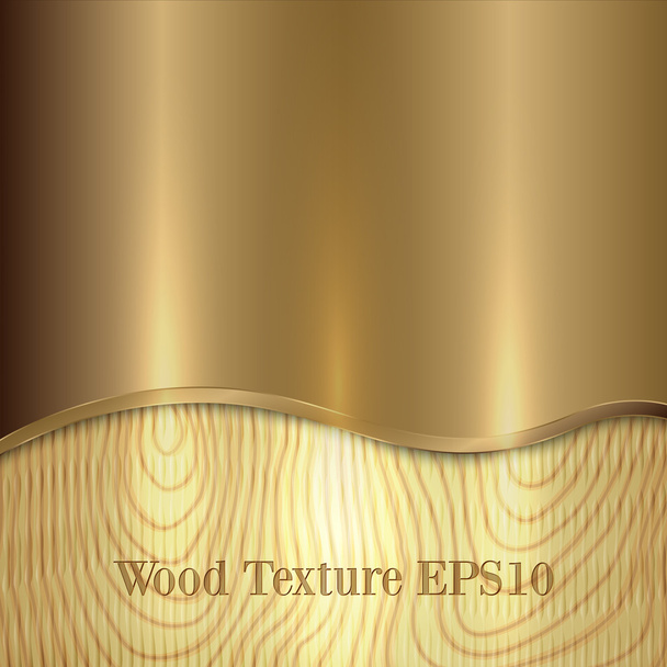Векторная желтая металлическая табличка на деревянном фоне
 - Вектор,изображение