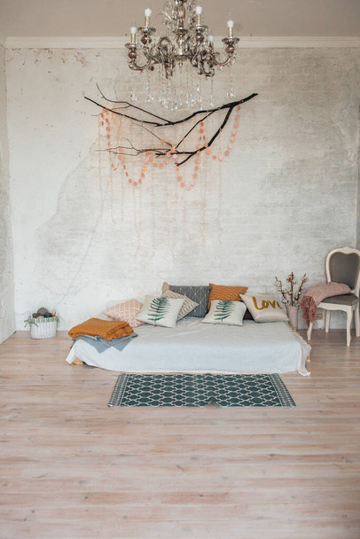 modern bedroom interior with minimalistic decoration - Фото, зображення