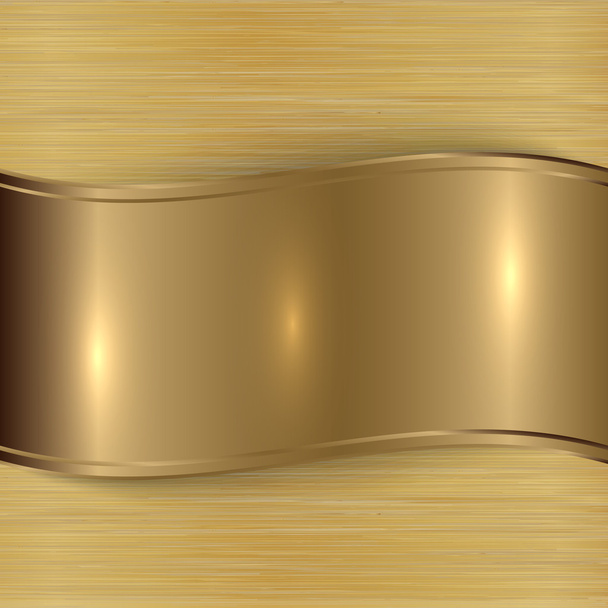 Vector gold brushed metallic plaque background - Vector, Image