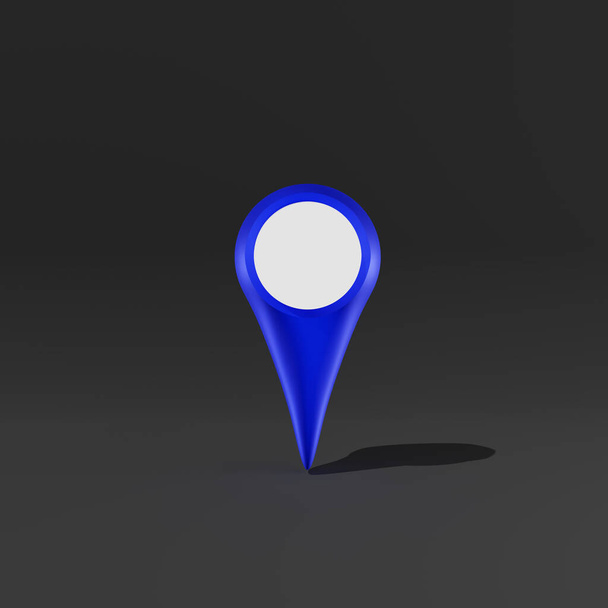 Ilustración 3D dentro del icono de ubicación sobre un fondo negro - Foto, Imagen